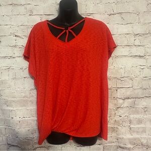 Democracy Vibrant Red Blouse with Detailed Neck NWT